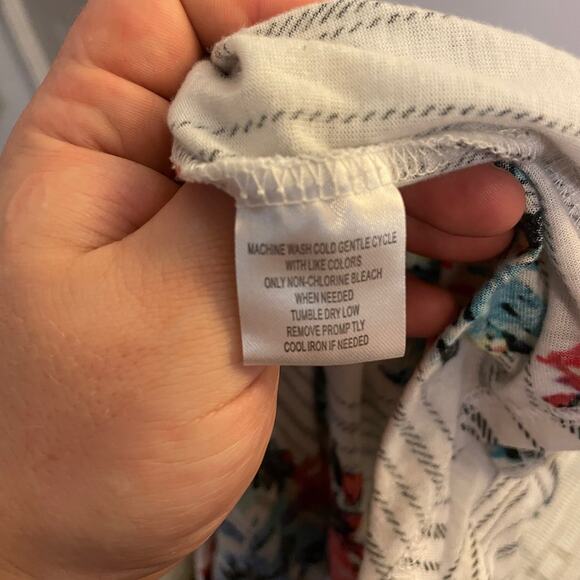 French Laundry Striped Floral Spring Ivory Button Front Long Sleeve Top Small - Picture 12 of 13